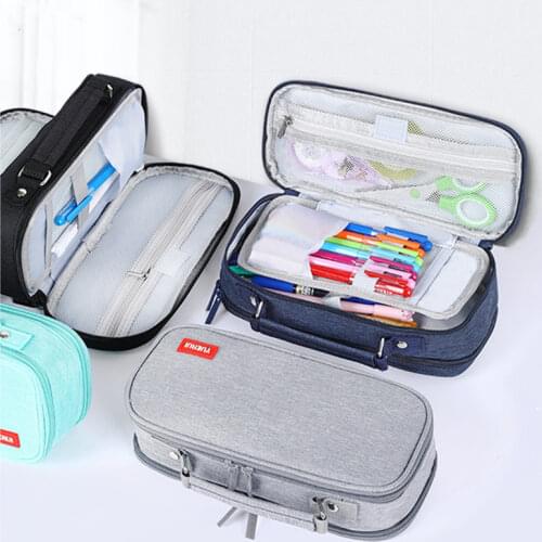 Student portable pencil case School stationery storage bag Canvas pen case large capacity pen bag for girls Cosmetic bag gifts