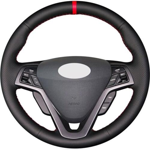 Black Artificial Leather Red Marker No-slip Car Steering Wheel Cover for Hyundai Veloster 2011 2013 2012 2014 2015 2016 2017