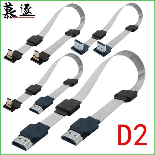 D2 0,8 M HDMI Kabel Micro HDMI BIS Winkel Männlich zu Mini /Micro HDMI FPC Flach Kabel Anti-störungen Multicopter Luftaufnahmen