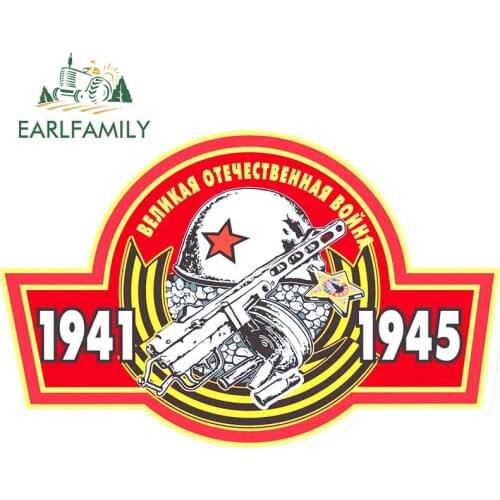 EARLFAMILY Russia Ussr Flag Car Sticker Country Decal Car Styling PVC Victory 1941-1945 Stickers Rear Windshield Trunk Graphic