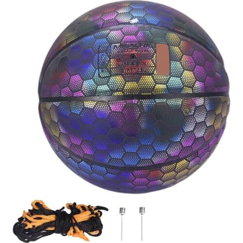 Holographic Basketball Wear-Resistant Luminous For Night Sports Great Gift Personalized Glowing Basketball Reflective Basketball