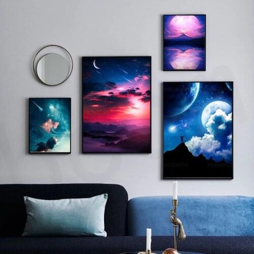 Hd Prints Sky Painting Planet Canvas Painting Modern Wall Picture Modular Landscape Poster Bedside Background Home Decoration