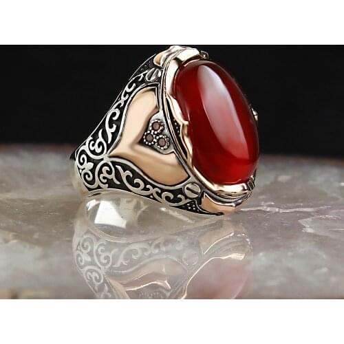 Quartz Traditional Turkish 925 Sterling Silver Mens Handmade Signet Rings Jewelry Gift From Turkey for Women Men