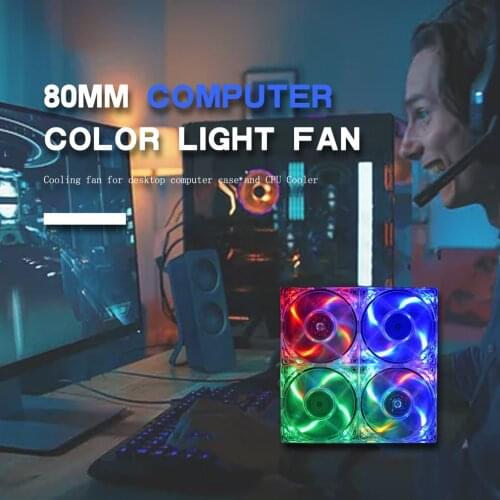 Computer PC Fan 80mm With LED 8025 Silent Cooling Fan 12V LED Luminous Chass Computer Case Cooling Fan Mod Easy Installed
