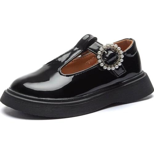 Girls Leather Shoes 2021 Autumn New Kids British Style Black Single Shoes Childrens Soft-soled Princess Shoes Hot Fashion Sweet