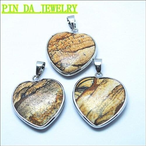 3 Pieces / Lot Nature Gem Stone Pendant cooper metal pendant size 32mm charms DIY stone pendant