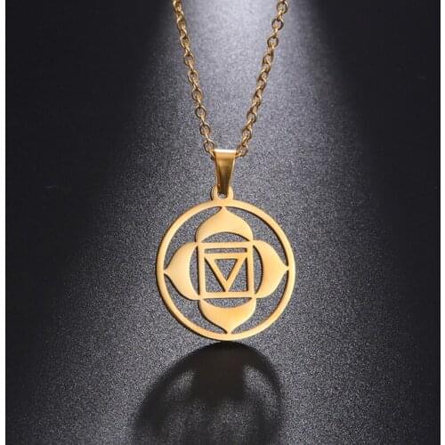 LIKGRET Yoga Hindu Chakra Pendant Spiritual Wand Balancing Meditation Stainless Steel Chain Jewelry Yogis