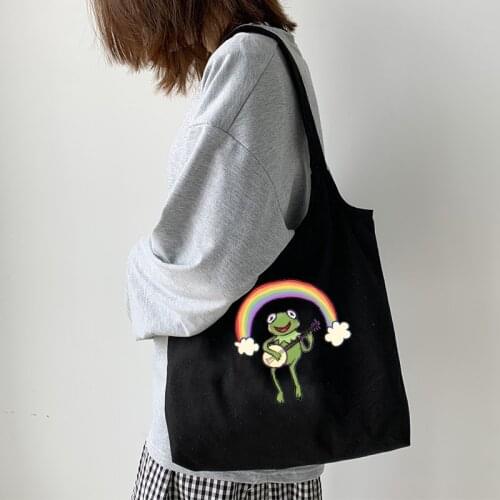 Ulzzang Fashion Women Canvas Bags Classic Ladies Shopping Shoulder Bags Casual Sweet Girls Handbag Simple Eco Design Handbags