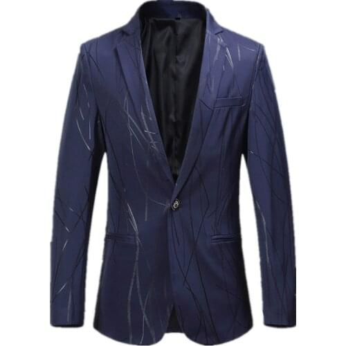 Mens suit blazer mens fashion printed casual suit blazer spring new single button gentleman suit jacket