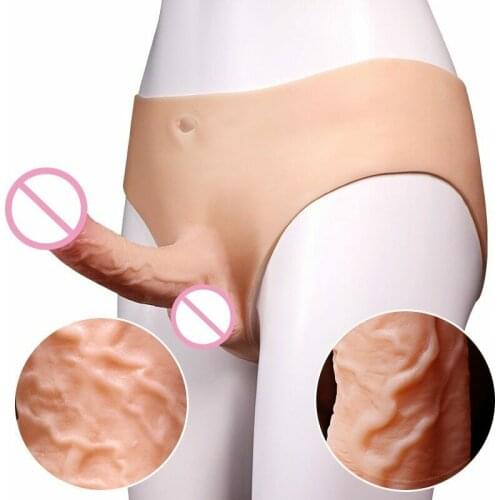 Soft Realistic Strap on Dildo Hollow/Solid Silicone Penis Wear Pants Lesbian