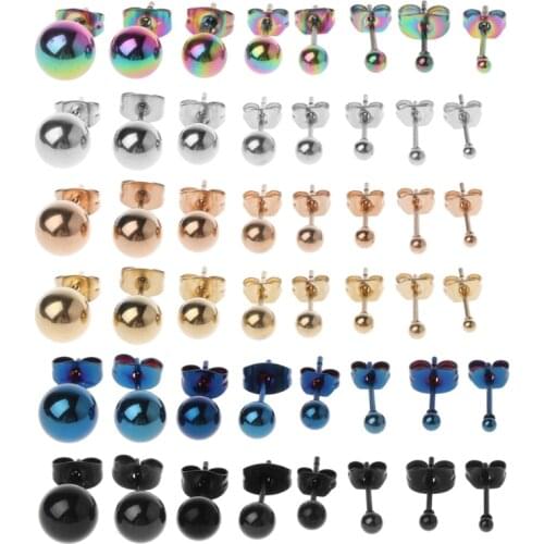 2021 new 8pcs fashion earrings set stainless steel beanie ball earrings anti-allergic and rusty multi-style and color options