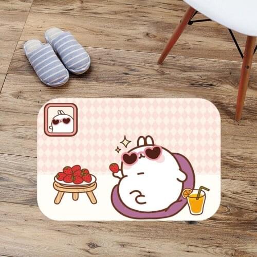 Bath Mats Molang rabbit Anti Slip Bathroom Mat Suede Floor Bath Mat Washable Toilet Rugs Custom Kitchen Carpet