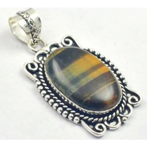 Tiger Eye Pendant Silver Overlay over Copper, USA Size 55 mm , P5265