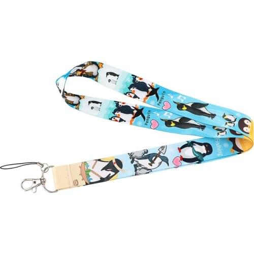 Fat Lovely Penguin Neck Strap Lanyards ID badge card holder keychain Mobile Phone Strap Gift Ribbon webbing necklace