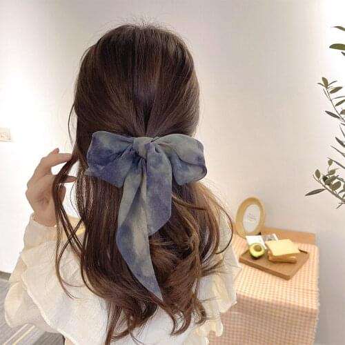 Vintage Color Chiffon Long Ribbon Hair Scrunchies Women Soft Ponytail Hair Tie Elastic Hairband Super Fairy Hair Accessories