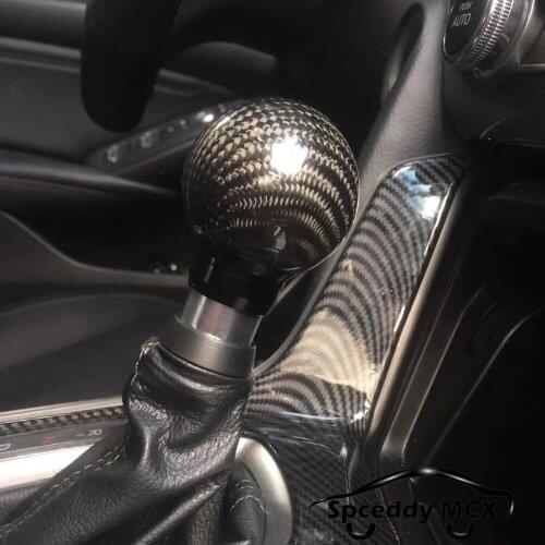 Car Gear Shift Knob Real Carbon Fiber Automatic Gear Shifter Knob Fit For 10th Honda Accord Honda JADE Press Down To Unlock