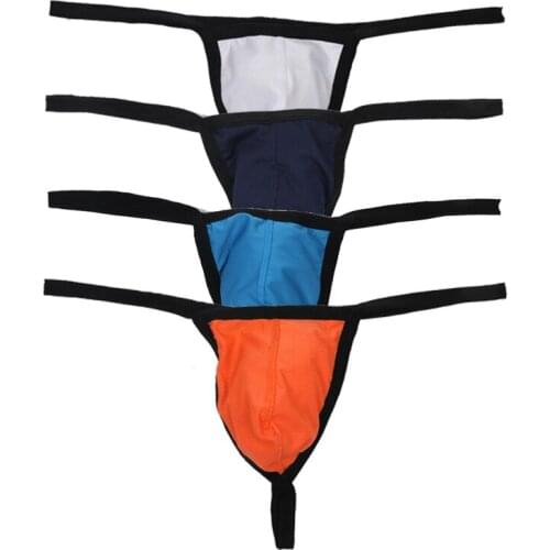 4PCS/Set Sexy Mens Underwear Gay G-strings T-back Thongs Jockstrap Penis Pouch Homme Panties Hombre Tangas Underpants Mens Thong