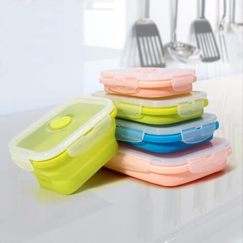 Collapsible Silicone box storage Container Portable Microwave Home Kitchen Leak-proof Food airtight container set Eco-Friendly