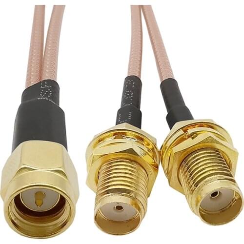 1Pcs SMA Male Plug to Dual SMA Female Jack RG316 Extension Cable Connector Y Shape Splitter WiFi Antenna Adapter