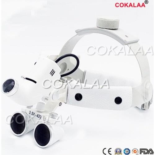 3.5 X Illuminated Helmet Dental Loupes with Adjustable LED Dental Magnifying Glasses with HD light for Medical Surgery Operation