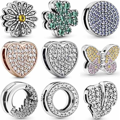 Sparkling Icicles Daisy Flower Clover Butterfly Reflexions Clip Charm Fit Pandora Bracelet 925 Sterling Silver Bead Diy Jewelry