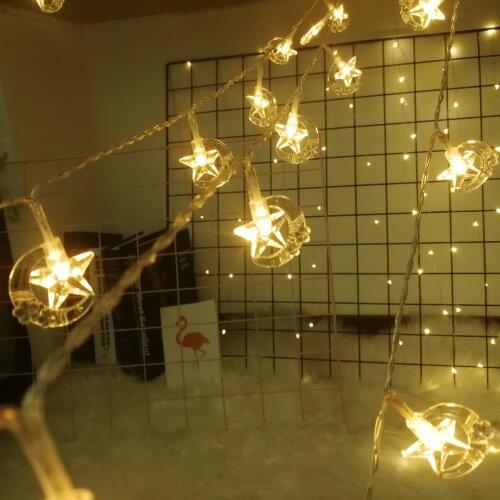 Moon Star Lights String LED Battery Power Fairy Garland Twinkle Birthday Party Christmas Light Bedroom Holiday Wedding Decor