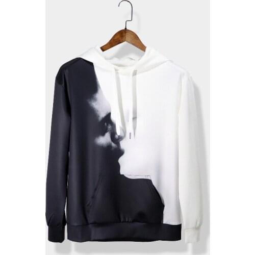 Hoodies Men 2021 Black White Kiss Woman Loose Large Sweethearts Outfit Creative Design Leisure Coat Teenage Student 3d Clothes