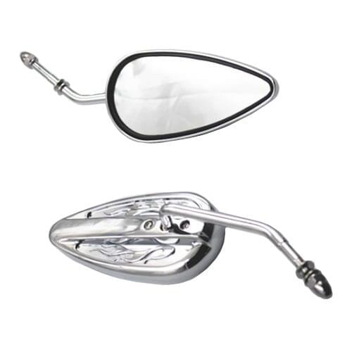 Universal Motorcycle Chrome Flame Rearview Mirrors Custom Bike Chopper Side Rear View Mirrors