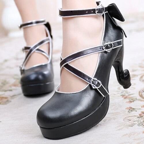 Japanese Lolita Palace Banquet Cute Girl Princess High Heel Kawaii Girl Tea Party Bowknot Princess Women Shoes cos Victoria girl