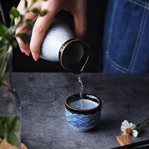 Japanese Style Sake Wine Warm Chinese Wine Set Home Ceramic Sake Wine Set Sake Set Bar Supplies Sake Bottle fermentation