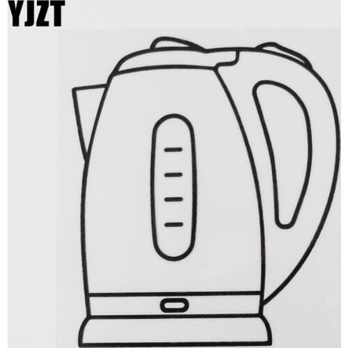 YJZT 12.4CM×14.2CM Kettle Icon Car Sticker Household Electric Appliances Vinyl Decal Black/Silver 13E-0084