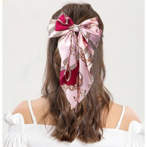 21styles Large Satin Bow Hairpins Barrettes For Women Girl Wedding party Long Ribbon Korean Hair Clip Hairgrip Hair Accessories