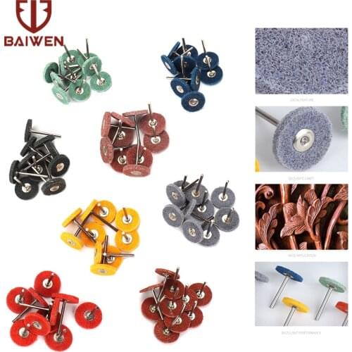 1" Nylon Felt Grinding Sanding Head Abrasive Buffing Pads 3mm Shank Polishing Mini Brush for Dremel Rotary Tool Metalworking
