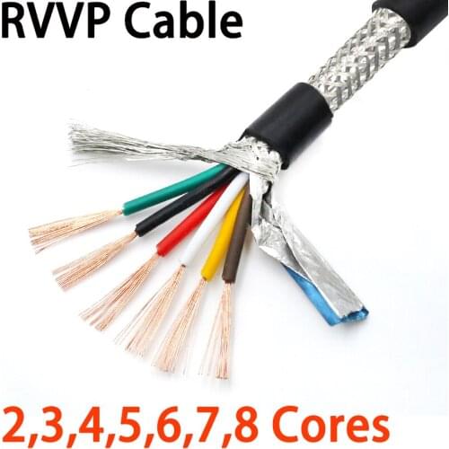 1 Meter 22 20 18 17 15 AWG RVVP Shielded Cable 2/3/4/5/6/7/8/10 Cores Bare Copper PVC Insulated Control Line UL2547 Signal Wire