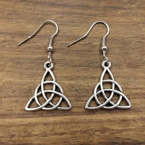 1 pair Celtic Knot earrings, Charm Earrings, silver earrings, Pagan, Wicca,Gifts for her, Boho Earrings