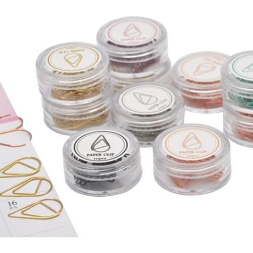 20pack/lot Colorful Kawaii water drop shape paper clip Metal Bookmark Metal Material Memo Clip for book School Party Supplies