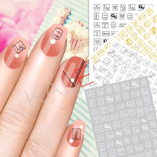 DIY 3D Label Brand Logo Nail Stickers Self Adhesive Decoration Decals Tips Manicure Nail Art Decals Stickers for Nails Text Tag