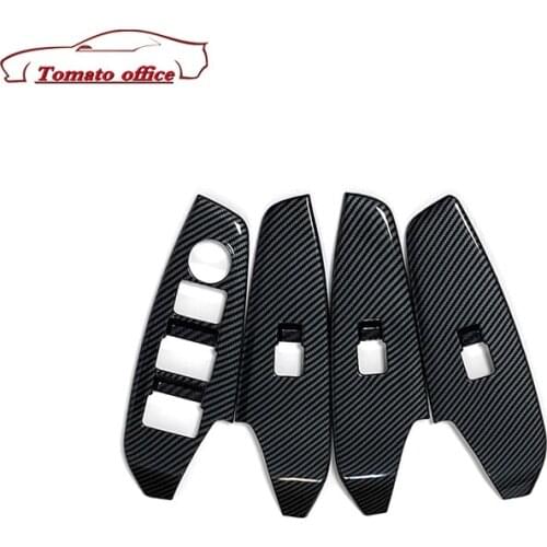 ABS Carbon Car Door Window glass Lift Control Switch Panel Cover Trim Sticker Styling for Mazda 3 Axela 2017 2018 Accessories