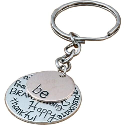 30pcs DIY Accessories Material Zinc Alloy "be" Graffiti Happy Strong Thankfull Charm Band Chain key Ring 25*70mm A-128f