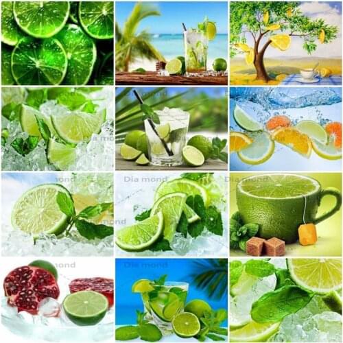 Full Square Drill Lemon Diamond Painting Cross Stitch Diamond Embroidery Fruit Mosaic Needlework Rhinestones Home Decor