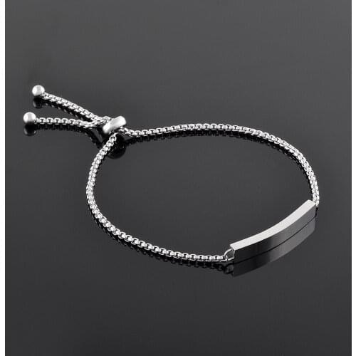 IJB5090 316L Stainless Steel Blank Bracelet Adjustable Rolo Chain Bangle Bracelets for Women Men