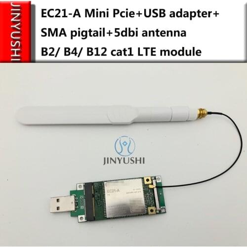 EC21-A EC21 Mini Pcie+USB adapter U.FL IPEX to SMA pigtail+5dbi antenna B2/ B4/ B12 cat1 LTE 10M GPS, GLONASS Galileo QZSS