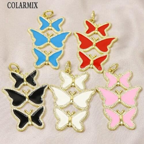 3Pcs Enamel Butterfly Pendant Enamel Layer Butterfly Jewelry Charms Jewelry Pendant Accessories Necklace Pendant 51806