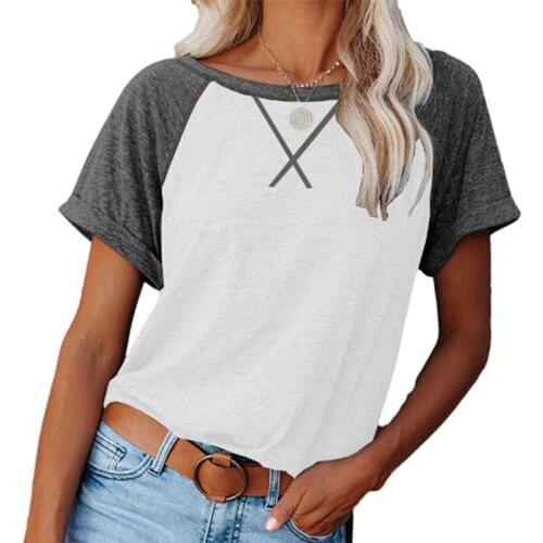 Short Sleeve T-shirts Women Summer New Patchwork Color O-neck Tee Tops Office Lady Street Wear Slim Casual Womens Clothes