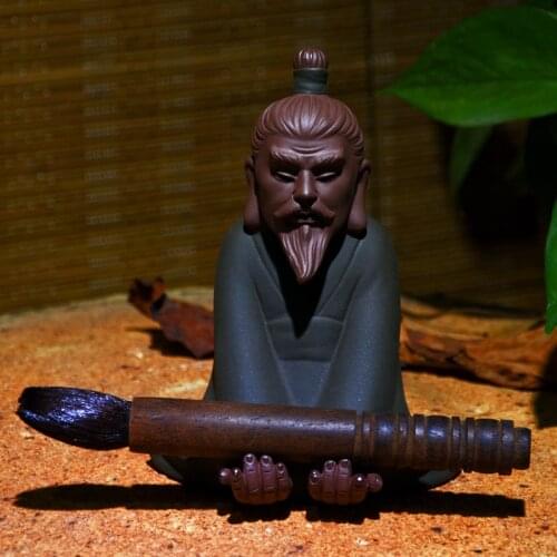 Clay Tea Ornaments Creative Three Kingdoms Figure Pen Rack Bi Tuo Tea Strainer Tea Set Accessories Tea Decoration Mini Tea Set