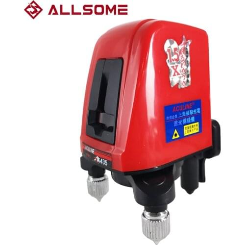 ALLSOME 360 Laser Level 2 Lines Self Levelling Vertical Cross-Line Red 3D Distance Meter As Construction Tools