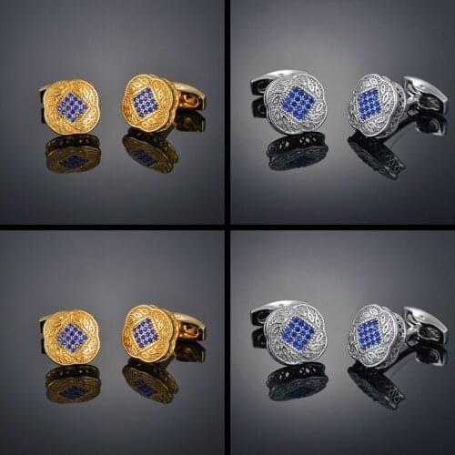 Mens shirt decoration Blue Crystal accessories business mens Cufflinks sleeve studs simple clothing accessories