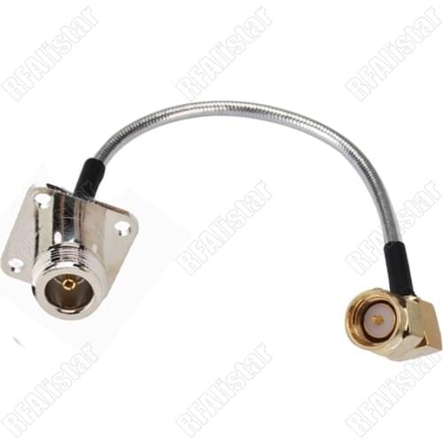 N Type Female Jack 4 Hole Flange Panel to SMA Male RA RG402 Semi-Flexible 0.141" Adapter Pigtail Cable 15cm/30cm/50cm/80cm/1M