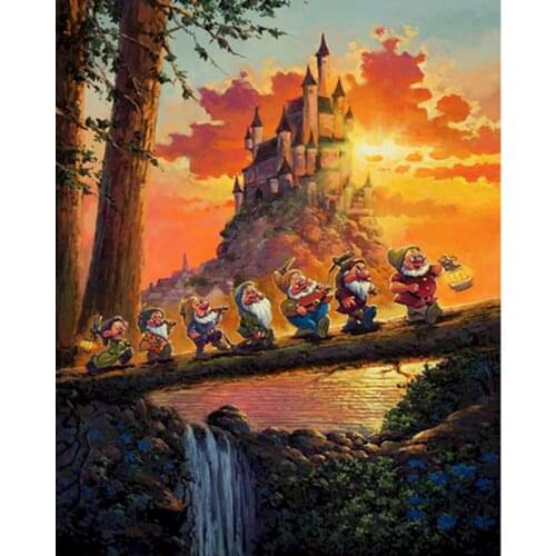 Seven Dwarfs Painting By Numbers Kit Landscape Diy Oil Acrylic Modern On Canvas Adult Set Decoration Art Coloring Picture Gift