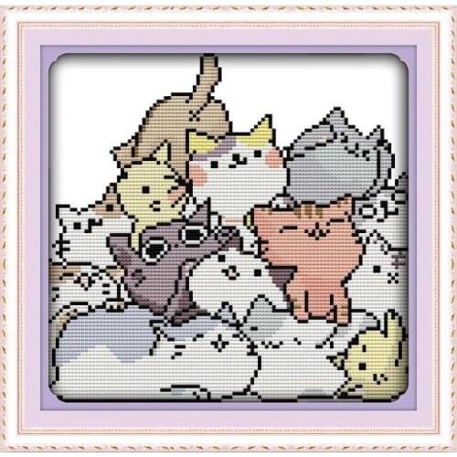 The lovely cats cross stitch kit animal cartoon picture aida 14ct print count stitching embroidery DIY handmade needlework plus